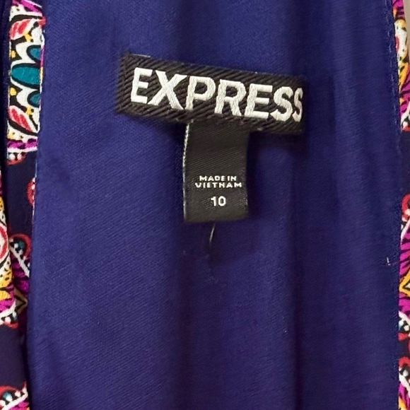 Express| Vibrant Fit & Flare Halter Floral A-Line Sleeveless Mini Sundress Sz 10 - Picture 3 of 6